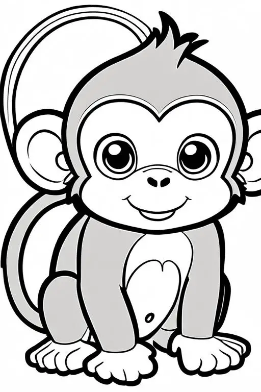 Monkey Coloring Page 13 for Kids