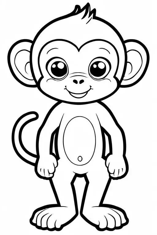 Monkey Coloring Page 14 for Kids