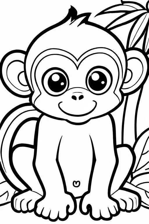 Monkey Coloring Page 15 for Kids