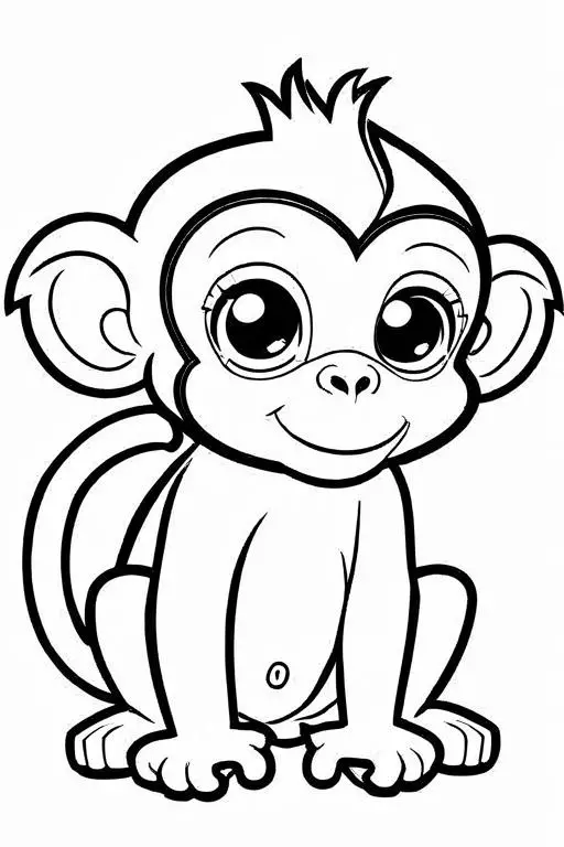 Monkey Coloring Page 16 for Kids