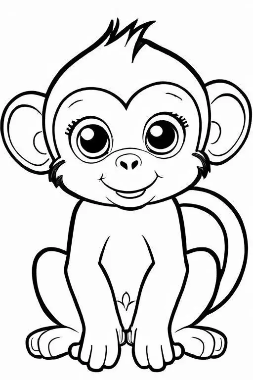 Monkey Coloring Page 17 for Kids