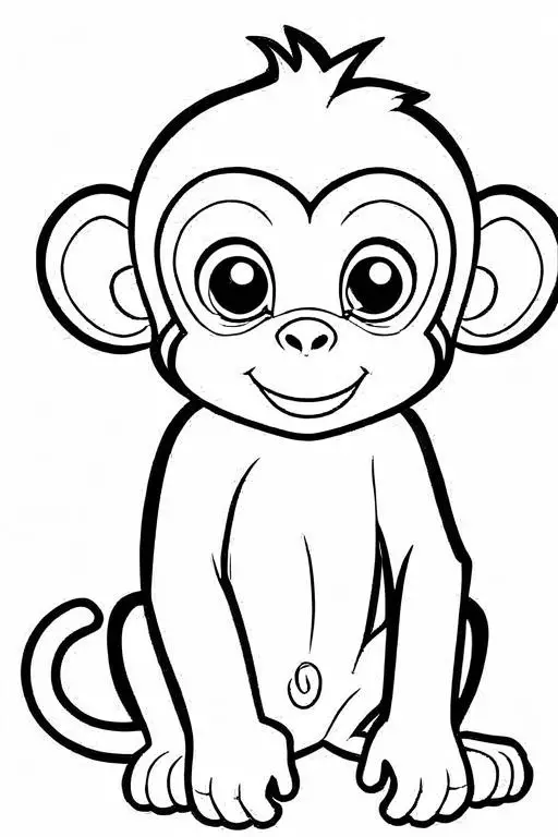 Monkey Coloring Page 18 for Kids