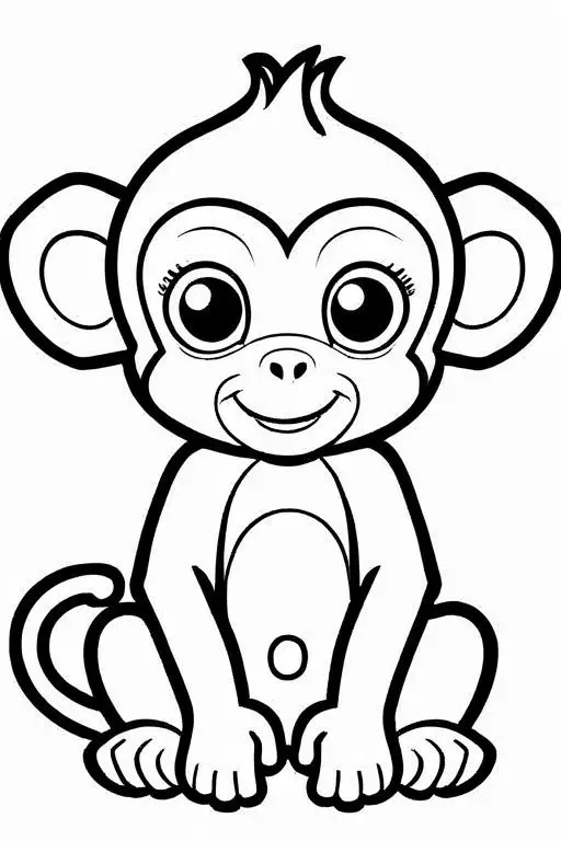 Monkey Coloring Page 19 for Kids