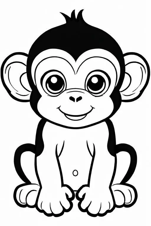 Monkey Coloring Page 2 for Kids