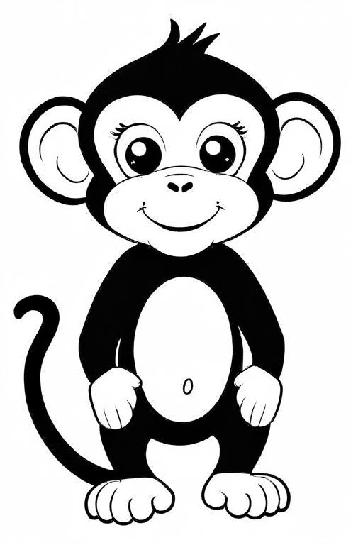 Monkey Coloring Page 3 for Kids