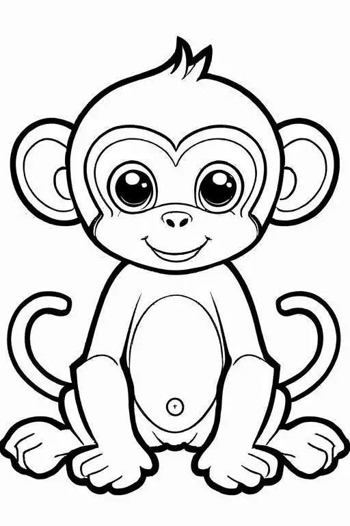 Monkey Coloring Page 4 for Kids