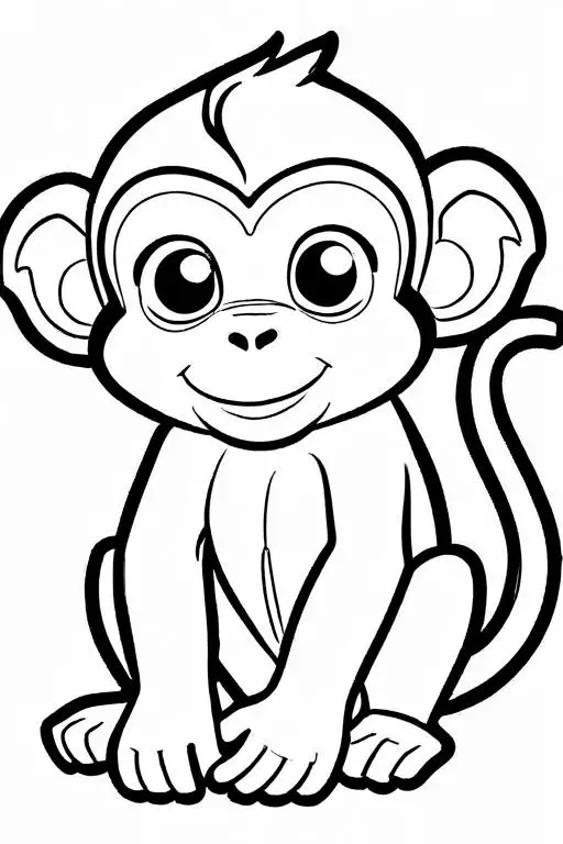 Monkey Coloring Page 5 for Kids