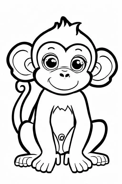 Monkey Coloring Page 6 for Kids