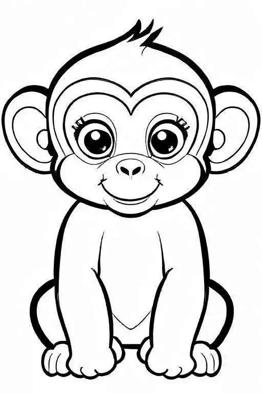 Monkey Coloring Page 7 for Kids