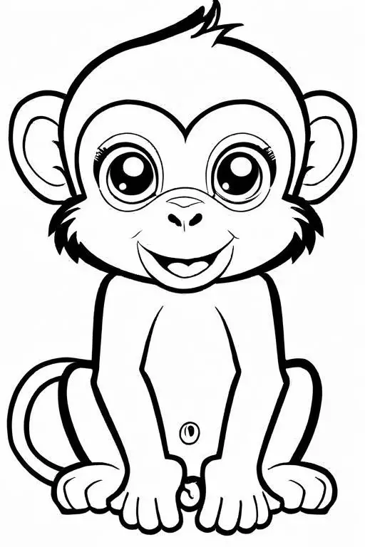 Monkey Coloring Page 8 for Kids