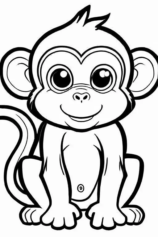 Monkey Coloring Page 9 for Kids