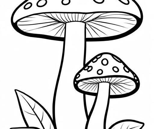 Mushrooms Coloring Page 1 for Kids