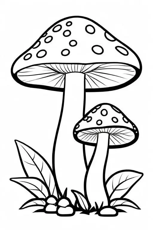 Mushrooms Coloring Page 1 for Kids