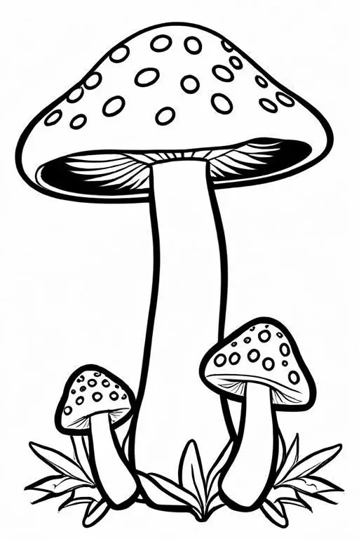 Mushrooms Coloring Page 3 for Kids