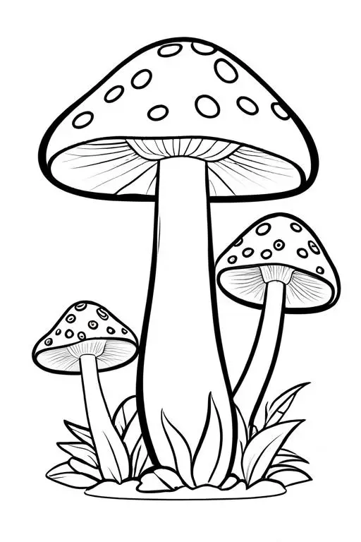 Mushrooms Coloring Page 4 for Kids