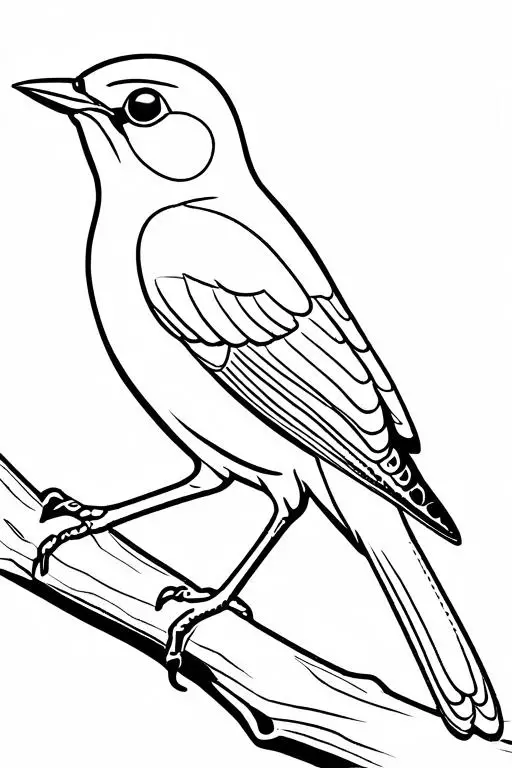 Nightingale Coloring Page 1 for Kids