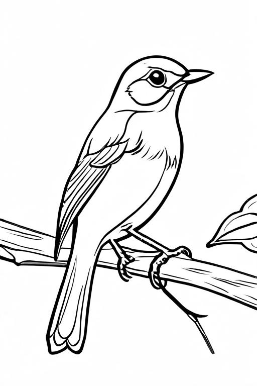 Nightingale Coloring Page 4 for Kids