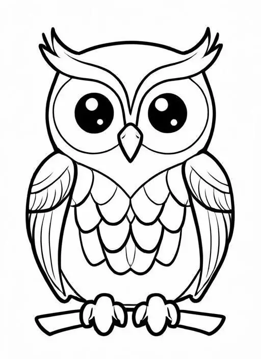 Owl Coloring Page 1 for Kids