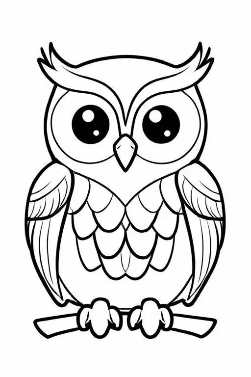 Owl Coloring Page 1 for Kids