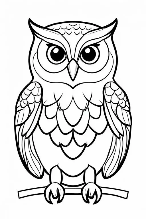 Owl Coloring Page 2 for Kids