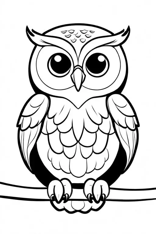 Owl Coloring Page 3 for Kids