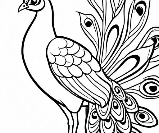 Peacock Coloring Page 1 for Kids