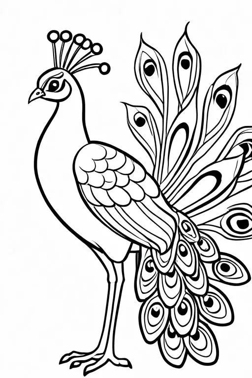 Peacock Coloring Page 1 for Kids