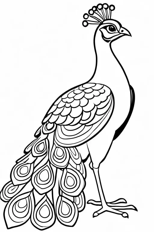 Peacock Coloring Page 19 for Kids