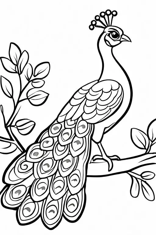 Peacock Coloring Page 2 for Kids