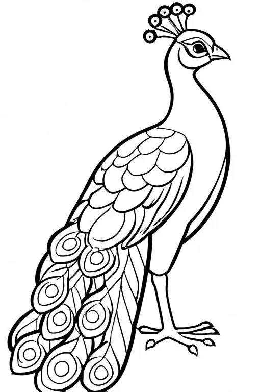 Peacock Coloring Page 3 for Kids