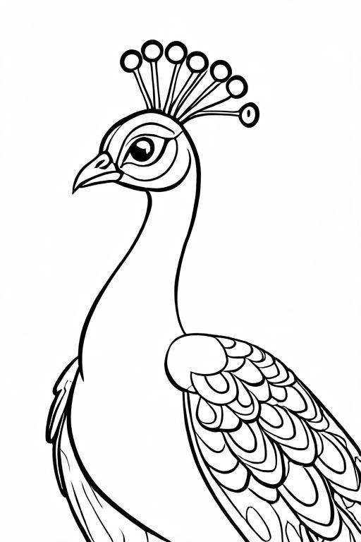 Peacock Coloring Page 4 for Kids