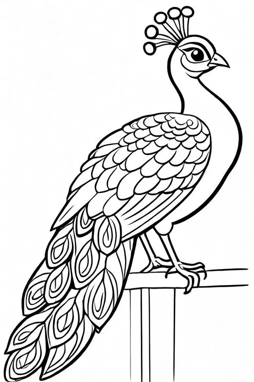 Peacock Coloring Page 7 for Kids