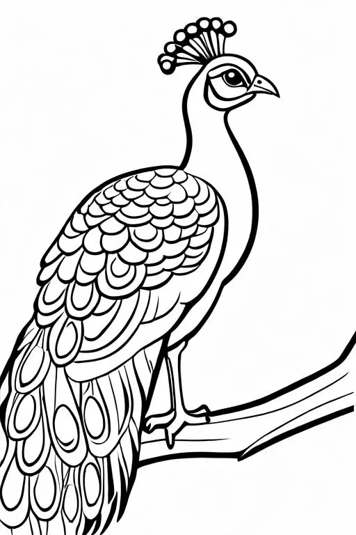 Peacock Coloring Page 8 for Kids