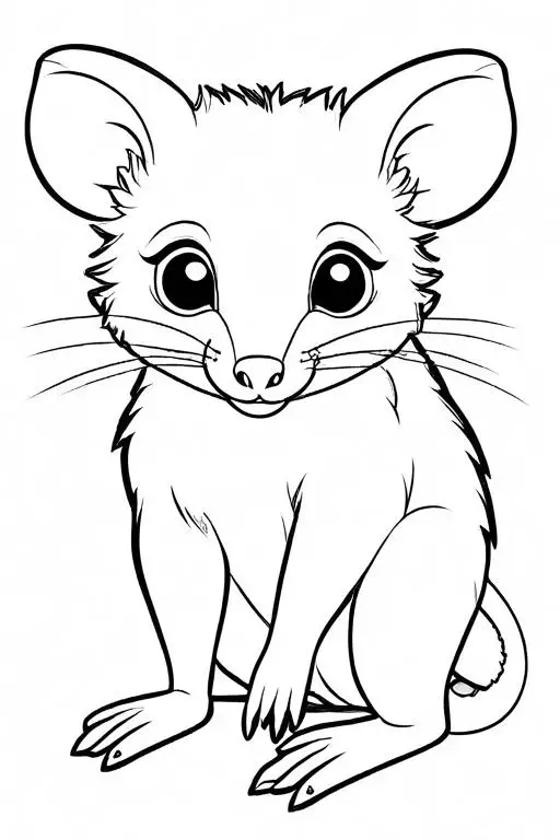 Possum Coloring Page 1 for Kids