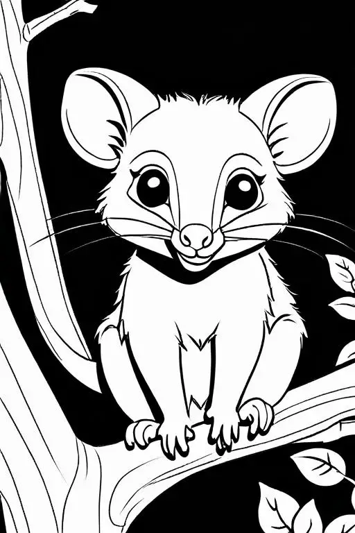 Possum Coloring Page 3 for Kids