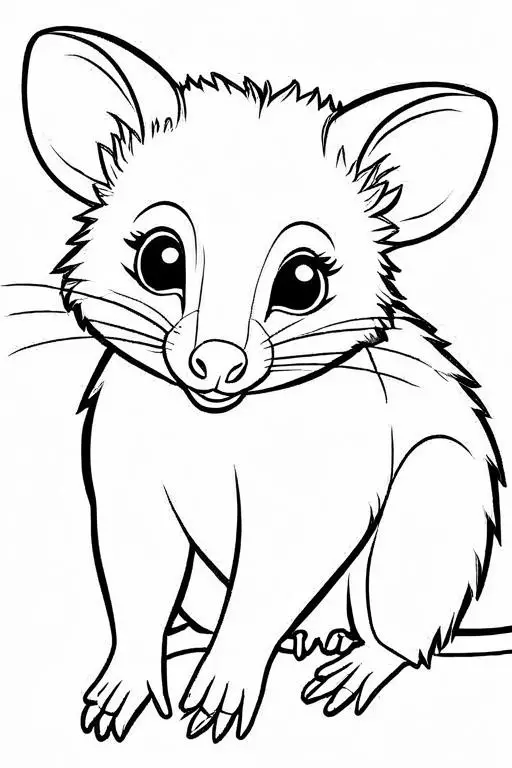 Possum Coloring Page 4 for Kids