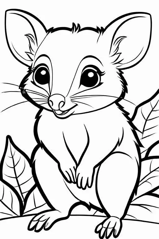 Possum Coloring Page 6 for Kids