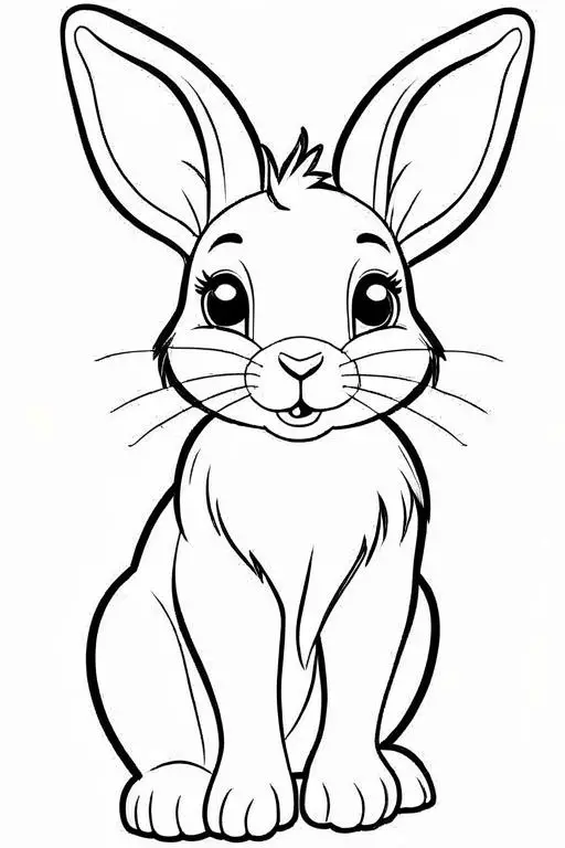 Rabbit Coloring Page 1 for Kids