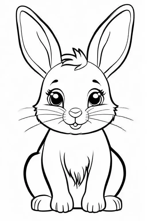 Rabbit Coloring Page 2 for Kids