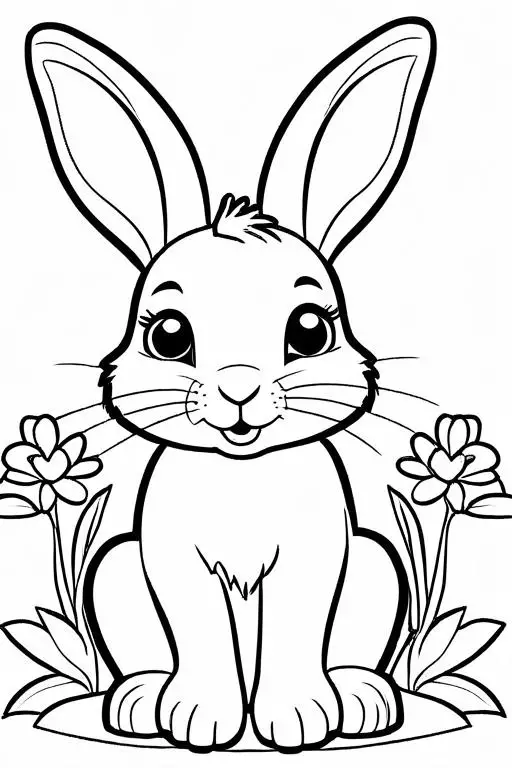 Rabbit Coloring Page 3 for Kids