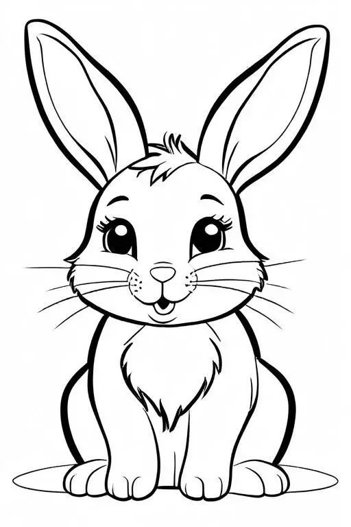 Rabbit Coloring Page 6 for Kids