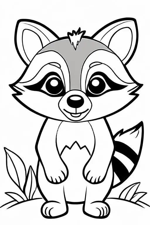 Racoon Coloring Page 4 for Kids