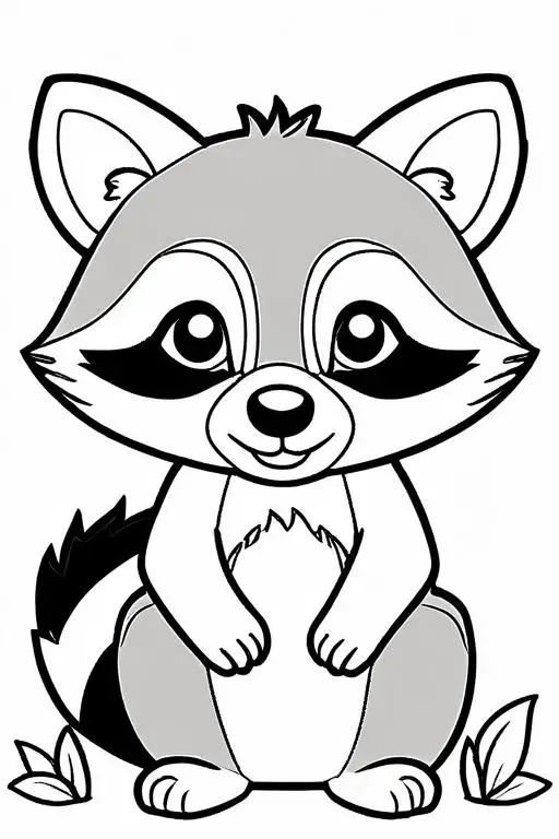 Racoon Coloring Page 6 for Kids