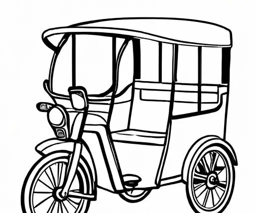 Rickshaw Coloring Page 1 for Kids