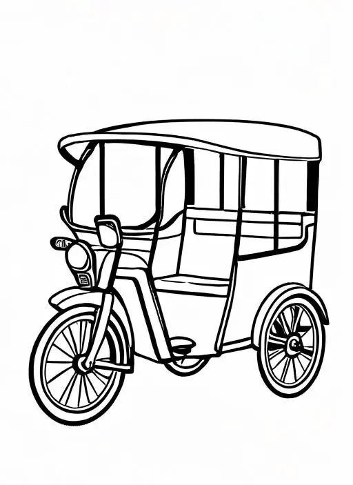 Rickshaw Coloring Page 1 for Kids