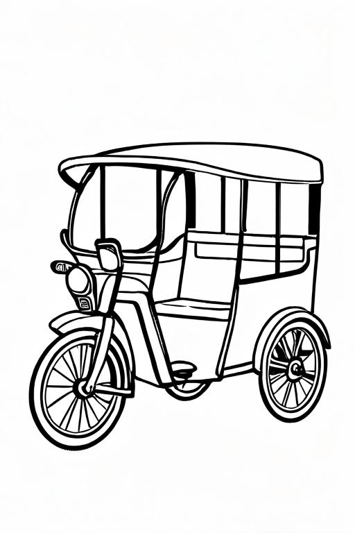 Rickshaw Coloring Page 1 for Kids