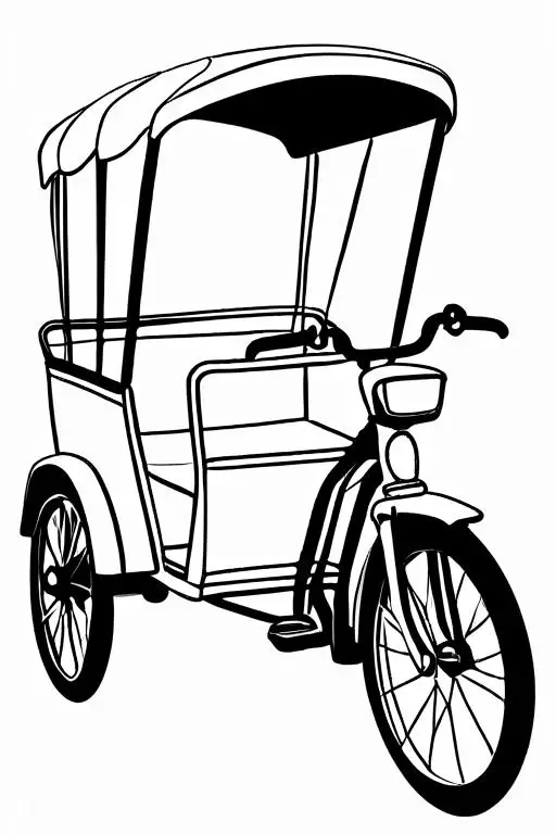 Rickshaw Coloring Page 12 for Kids