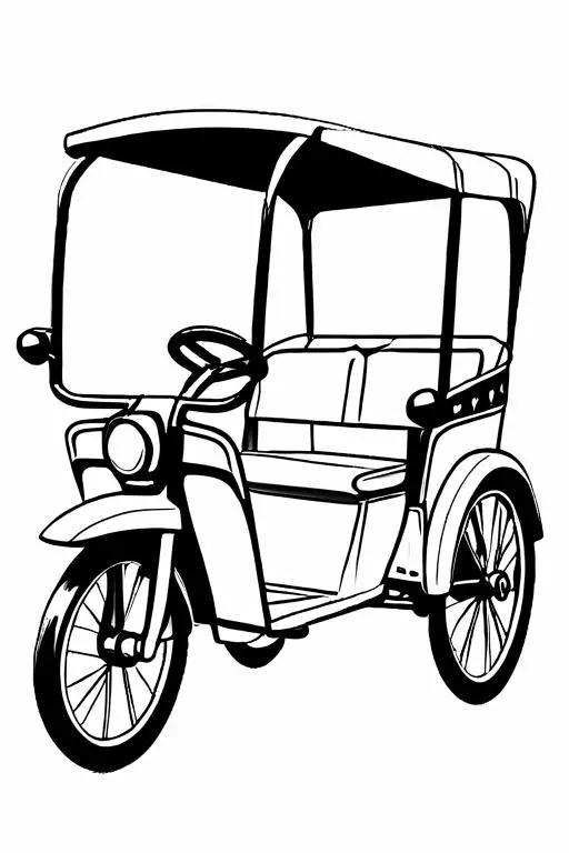 Rickshaw Coloring Page 14 for Kids