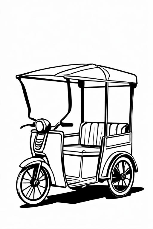 Rickshaw Coloring Page 15 for Kids