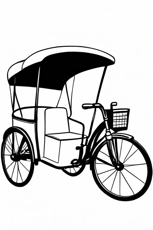 Rickshaw Coloring Page 19 for Kids